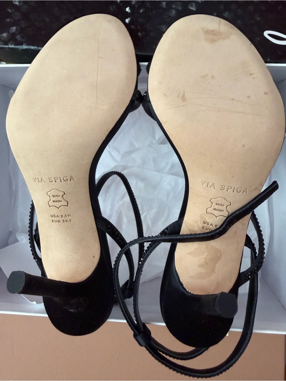 Via Spiga Black Strappy Heel Sandals